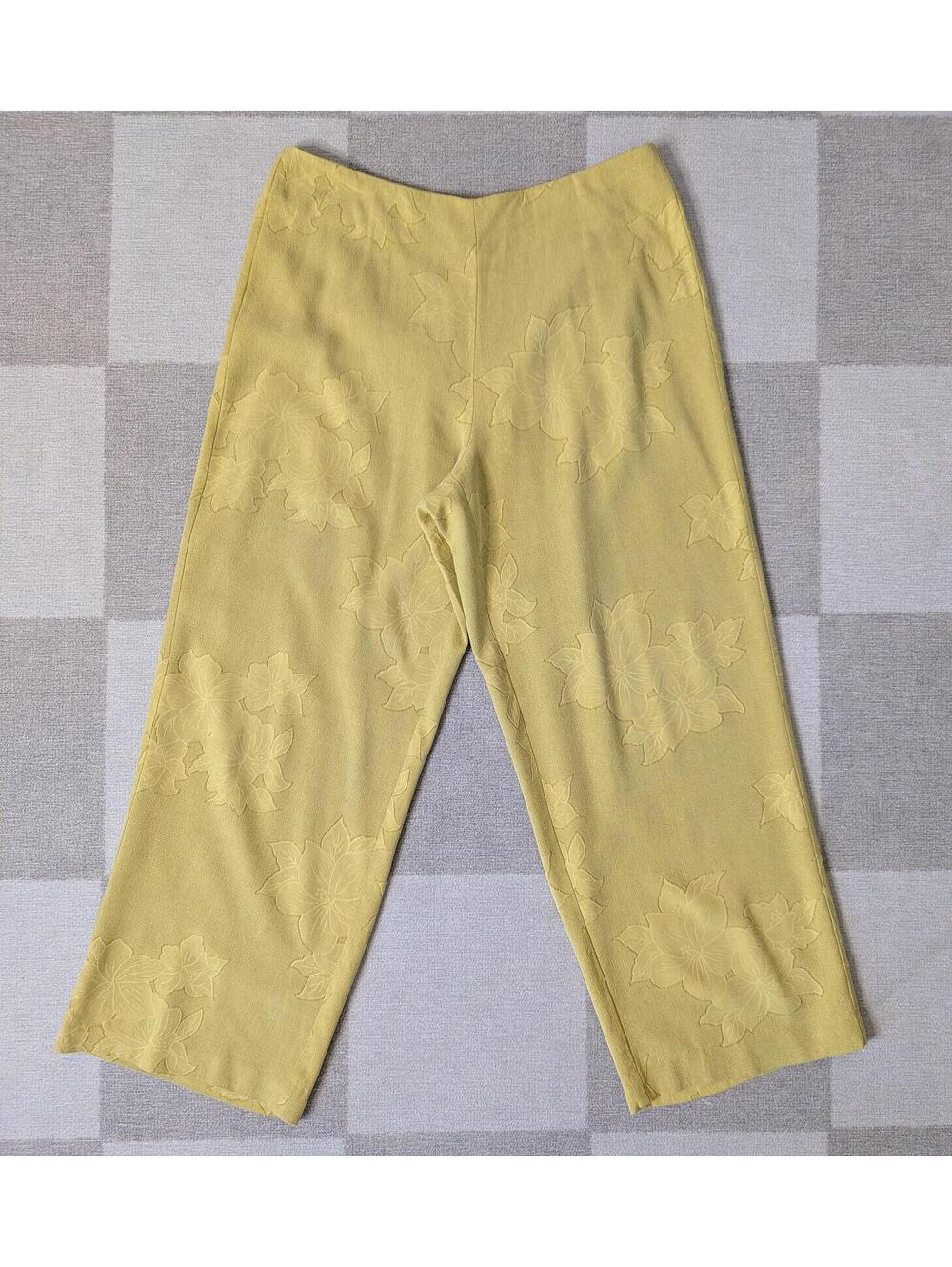 Vintage Tommy Bahama 100% silk citron jacquard ankle pants